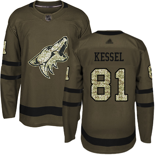 Adidas Coyotes #81 Phil Kessel Green Salute to Service Stitched Youth NHL Jersey